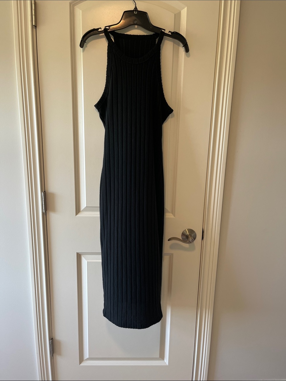 SHEIN Black Ribbed Sleeveless Maxi Dress